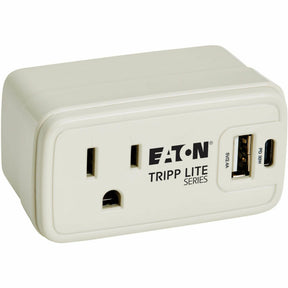 Eaton Tripp Lite Series Power It! 1-Outlet Universal Travel Charger and Power Strip - 5-15R Outlet, USB-C and USB-A Ports, 32W PD Charging, 5-15P Direct Plug-In, Gray — SK10C32