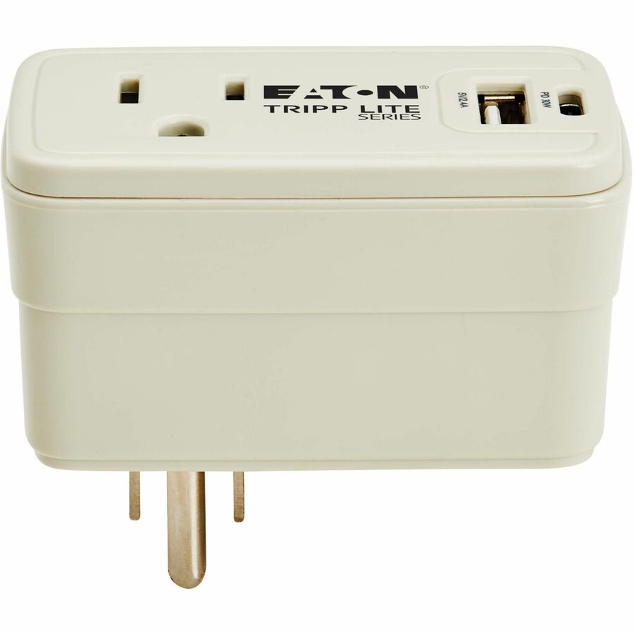Eaton Tripp Lite Series Power It! 1-Outlet Universal Travel Charger and Power Strip - 5-15R Outlet, USB-C and USB-A Ports, 32W PD Charging, 5-15P Direct Plug-In, Gray — SK10C32