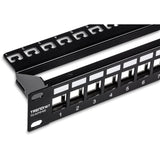 TRENDnet 24-Port Blank Keystone Shielded 1U Patch Panel, 1U 19" Rackmount Housing, Protects Against EMI/RFI Noise, Recommended With TC-K06C6A Cat6A Keystone Jacks (Sold Separately), Black, TC-KP24S