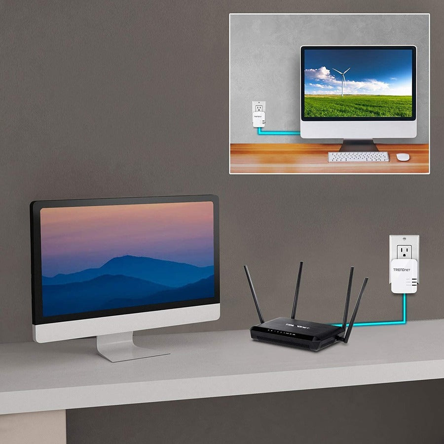 TRENDnet Powerline 1300 AV2 Adapter Kit, Includes 2 x TPL-422E Powerline Ethernet Adapters, IEEE 1905.1 & IEEE 1901, Gigabit Port, Range Up To 300m (984 ft), Simple Installation, White, TPL-422E2K