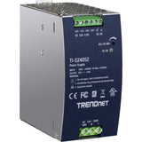 TRENDnet 240W, 52V DC, 4.61A AC to DC DIN-Rail Power Supply, TI-S24052, Industrial Power Supply with Built-In Power Factor Controller Function, Silver — TI-S24052