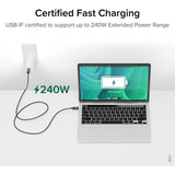 Plugable USB4 Cable with 240W Charging, 3.3 Feet (1M), USB-IF Certified — USB4-240W-1M