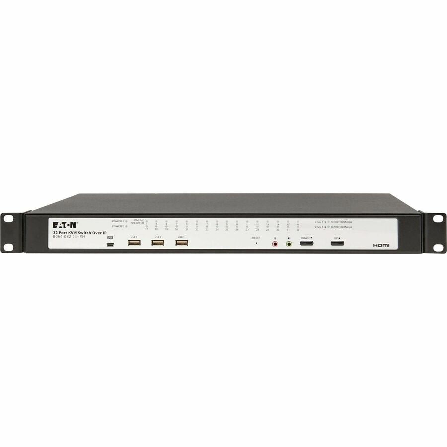 Eaton 32-Port Cat5e KVM over IP Switch - Virtual Media, 3 Remote/1 Local User, HDMI Output, 1U Rack-Mount, TAA — B064-032-04-IPH