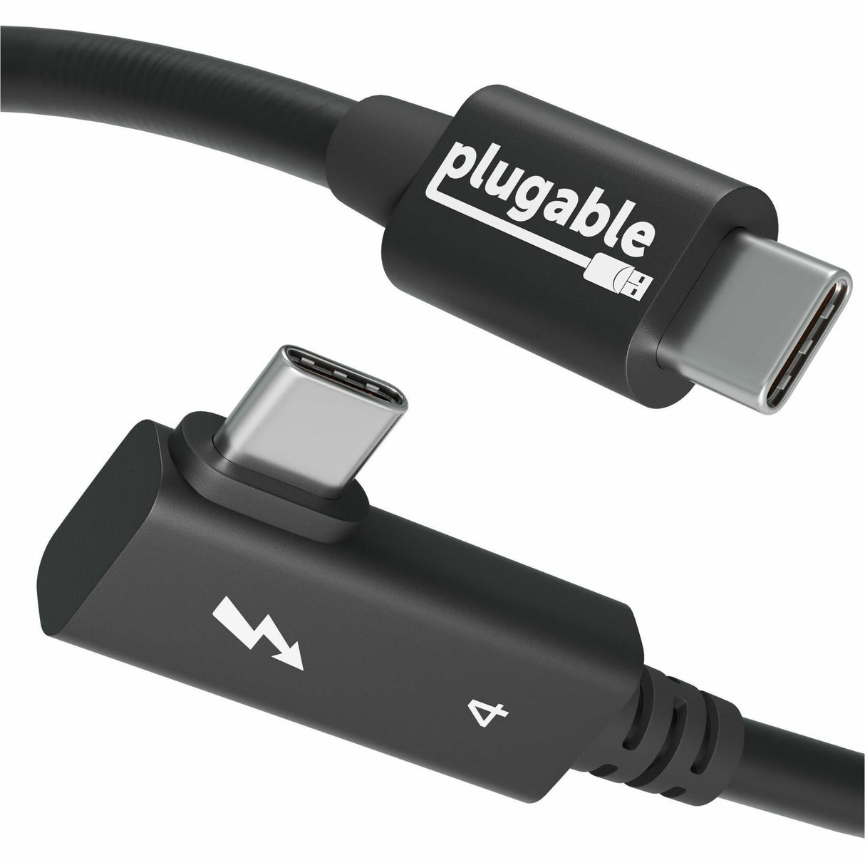 Plugable Thunderbolt 4 Cable Right Angle 40Gbps with 240W EPR Charging, 8K Display, Intel Certified — TBT4-240W-80CMR