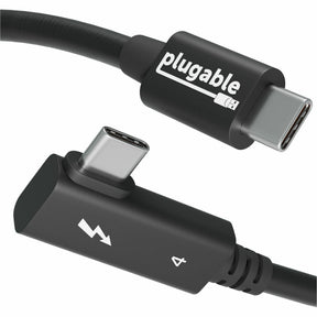 Plugable Thunderbolt 4 Cable Right Angle 40Gbps with 240W EPR Charging, 8K Display, Intel Certified — TBT4-240W-80CMR