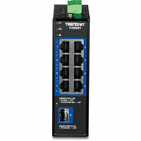 TRENDnet 9-Port Industrial 2.5G DIN-Rail Switch with 10G SFP+ Port, TI-G5091, 8 x 2.5G Ports, 1 x 10G SFP+ Port, 60Gbos, NDAA TAA Compliant, Lifetime Protection — TI-G5091