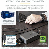 StarTech.com 4-Port Multi-Device USB-C Charger, 240W Total, Single Port 140W EPR, Screw Locking Ports, Ideal for Boardrooms — 424DNA-USB-C-CHARGER