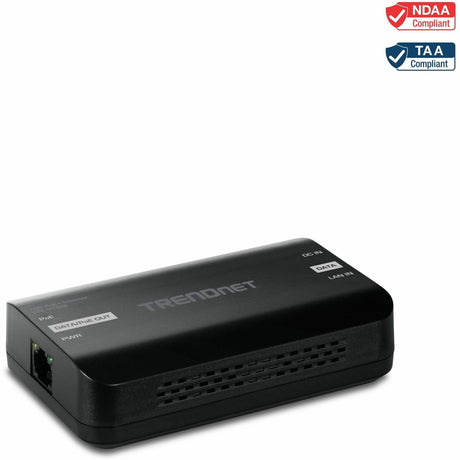 TRENDnet 10G PoE+ Injector, TPE-315GI, Convert Non-PoE Port to a PoE+ Port, PoE (15.4W) or PoE+ (30W), 10GBASE-T Compliant, Up to 100m (328 ft.), Black — TPE-315GI