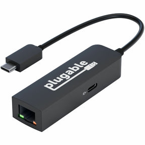Plugable USB C to Ethernet Adapter 2.5Gb with 100W USB-C PD Charging, 2.5 Gigabit Type C USB Ethernet Adapter — USBC-E2500PD
