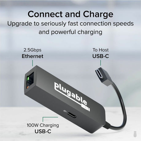 Plugable USB C to Ethernet Adapter 2.5Gb with 100W USB-C PD Charging, 2.5 Gigabit Type C USB Ethernet Adapter — USBC-E2500PD