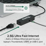 Plugable USB C to Ethernet Adapter 2.5Gb with 100W USB-C PD Charging, 2.5 Gigabit Type C USB Ethernet Adapter — USBC-E2500PD