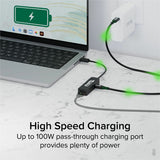 Plugable USB C to Ethernet Adapter 2.5Gb with 100W USB-C PD Charging, 2.5 Gigabit Type C USB Ethernet Adapter — USBC-E2500PD