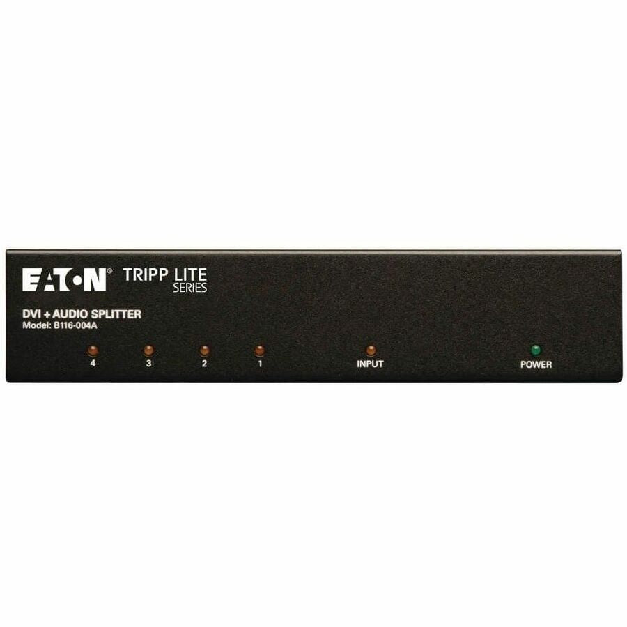 Eaton Tripp Lite Series 4-Port DVI Splitter with Audio and Signal Booster - Single-Link DVI-I, 1920 x 1200 (1080p) @ 60 Hz, TAA — B116-004A