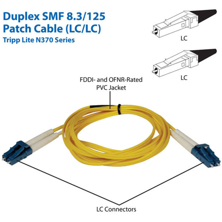 Eaton Tripp Lite Series Duplex Singlemode 9/125 Fiber Patch Cable (LC/LC), 1M (3 ft.) — N370-01M