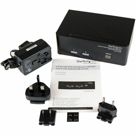 StarTech.com 2 Port DVI VGA Dual Monitor KVM Switch USB with Audio & USB 2.0 Hub — SV231DDVDUA