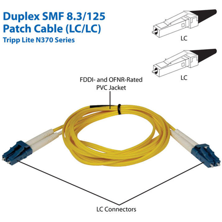 Eaton Tripp Lite Series Duplex Singlemode 9/125 Fiber Patch Cable (LC/LC), 3M (10 ft.) — N370-03M