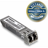 TRENDnet SFP Multi-Mode LC Module, Up To 550m (1800 Ft), Mini-GBIC, Hot Pluggable, IEEE 802.3z Gigabit Ethernet, Supports Up To 1.25 Gbps, Lifetime Protection, Silver, TEG-MGBSX