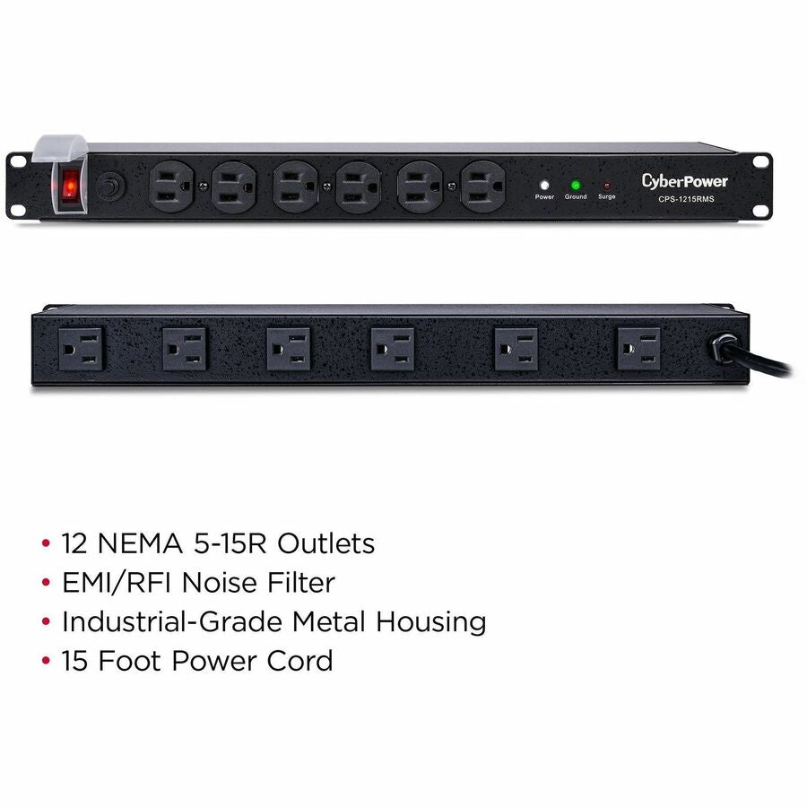 CyberPower CPS1215RMS Rackbar 12 - Outlet Surge with 1800 J — CPS-1215RMS