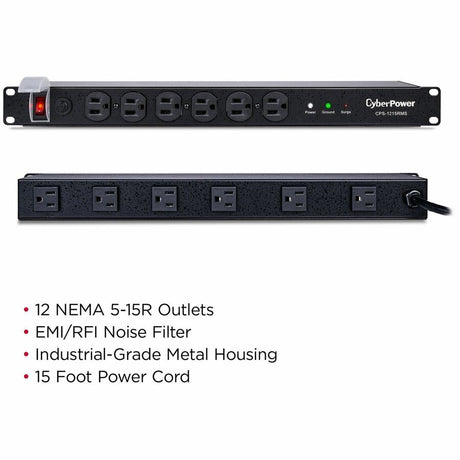 CyberPower CPS1215RMS Rackbar 12 - Outlet Surge with 1800 J — CPS-1215RMS