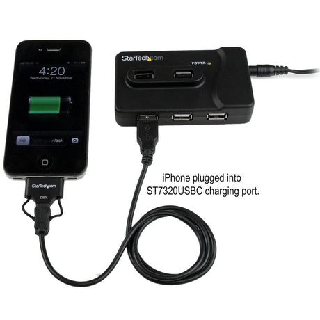 StarTech.com 6 Port USB 3.0 / USB 2.0 Combo Hub with 2A Charging Port &acirc;&euro;" 2x USB 3.0 & 4x USB 2.0 — ST7320USBC