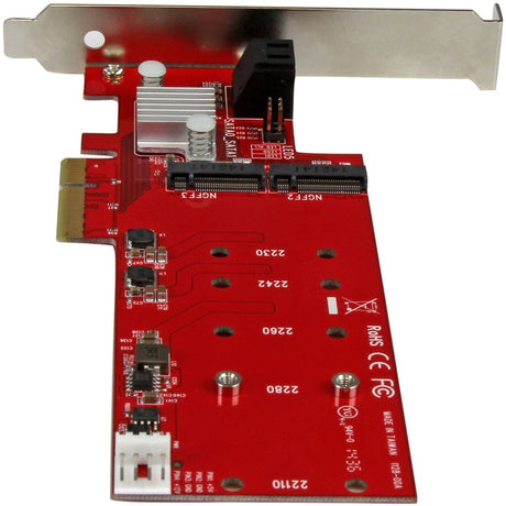 StarTech.com 2x M.2 NGFF SSD RAID Controller Card plus 2x SATA III Ports - PCIe - Two Slot PCI Express M.2 RAID Card plus Two SATA Ports — PEXM2SAT3422