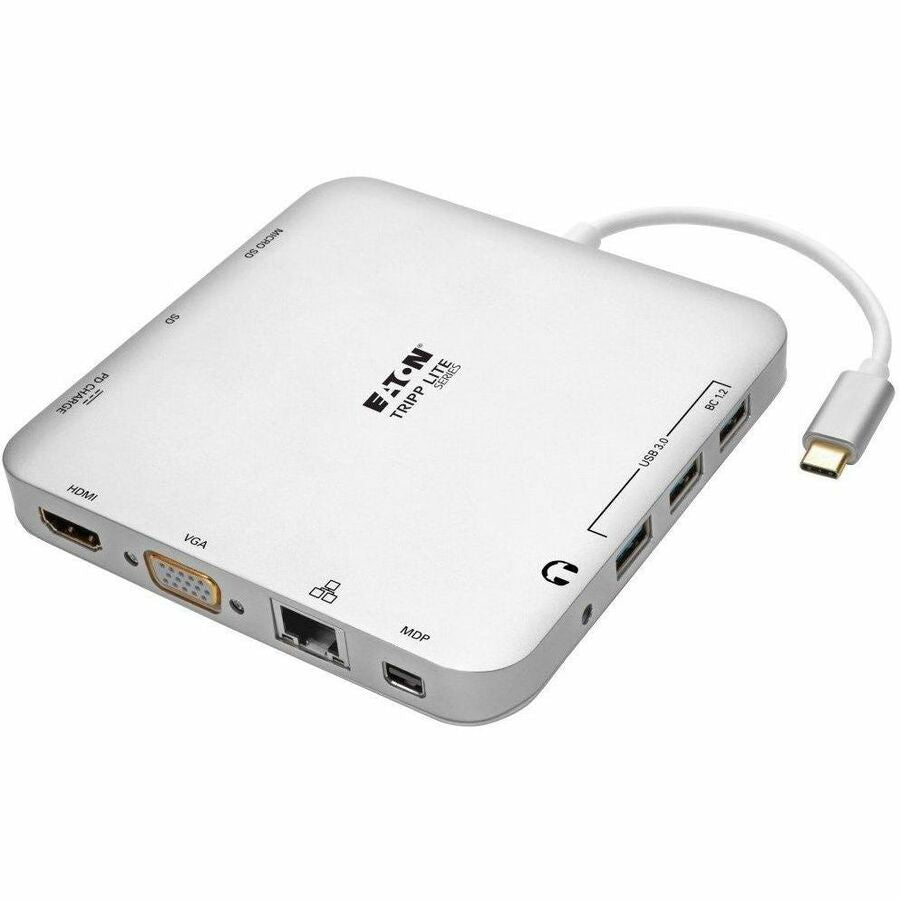 Eaton Tripp Lite Series USB-C Dock, Dual Display - 4K HDMI/mDP, VGA, USB 3.x (5Gbps), USB-A/C Hub, GbE, 60W PD Charging — U442-DOCK2-S