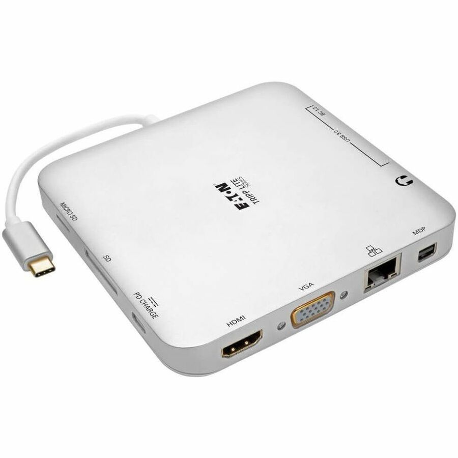 Eaton Tripp Lite Series USB-C Dock, Dual Display - 4K HDMI/mDP, VGA, USB 3.x (5Gbps), USB-A/C Hub, GbE, 60W PD Charging — U442-DOCK2-S