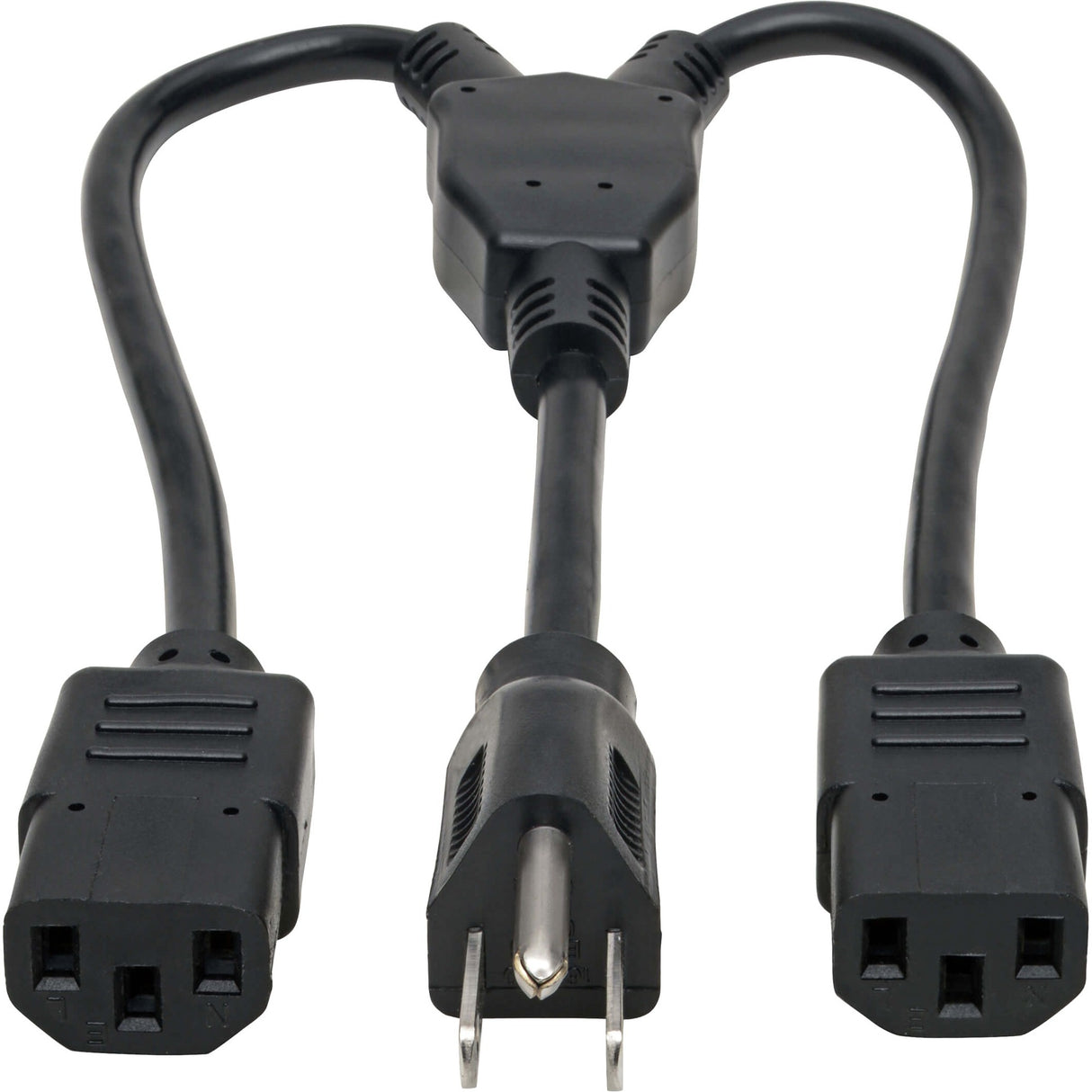 Eaton Tripp Lite Series Power Cord Splitter, C14 to 2xC13 PDU Style - 10A, 250V, 18 AWG, 18-in. (45.72 cm), Black — P004-18N-2C13