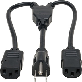 Eaton Tripp Lite Series Power Cord Splitter, C14 to 2xC13 PDU Style - 10A, 250V, 18 AWG, 18-in. (45.72 cm), Black — P004-18N-2C13