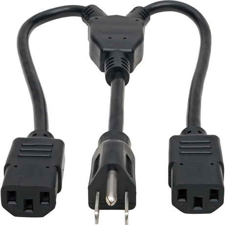 Eaton Tripp Lite Series Power Cord Splitter, C14 to 2xC13 PDU Style - 10A, 250V, 18 AWG, 18-in. (45.72 cm), Black — P004-18N-2C13