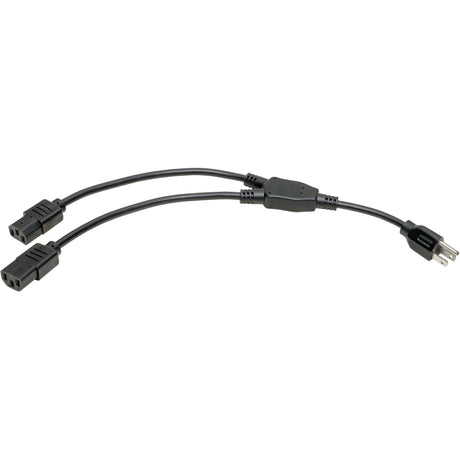 Eaton Tripp Lite Series Power Cord Splitter, C14 to 2xC13 PDU Style - 10A, 250V, 18 AWG, 18-in. (45.72 cm), Black — P004-18N-2C13
