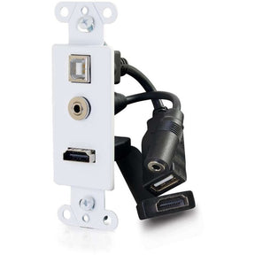 C2G Decorative HDMI Wall Plate with USB and 3.5mm White — 39873