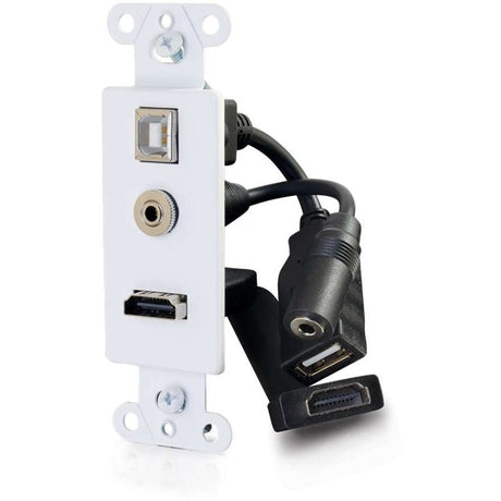 C2G Decorative HDMI Wall Plate with USB and 3.5mm White — 39873