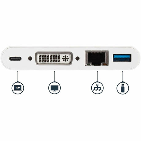 StarTech.com USB C Multiport Adapter to DVI-D (Digital) Video - 60W PD Passthrough/GbE/USB-A - Portable USB Type-C/Thunderbolt 3 Mini Dock — DKT30CDVPD