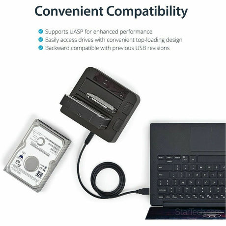 StarTech.com Dual-Bay USB 10Gbps to SATA Hard Drive Docking Station, 2.5/3.5" SATA I/II/III, SSD/HDD Dock, USB Hard Drive Bay, Top-Loading — SDOCK2U313