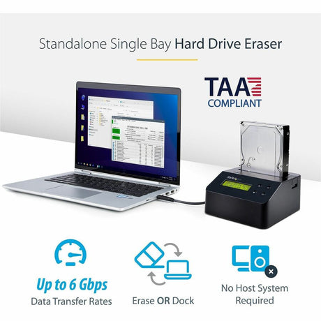 StarTech.com Hard Drive Eraser, Standalone HDD/SSD Sanitizer, 4Kn, Secure Erase Hard Disk Wiper Dock, Hardware Erasing Tool, TAA Compliant — SDOCK1EU3P2