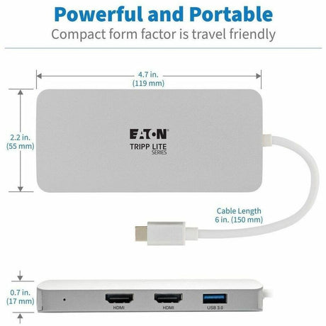 Eaton Tripp Lite Series USB-C Dock, Triple Display - HDMI, VGA, USB 3.x (5Gbps), USB-A Hub, 60W PD Charging — U442-DOCK12-S