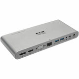 Eaton Tripp Lite Series USB-C Dock, Triple Display - 4K HDMI/DisplayPort, VGA, USB 3.x (5Gbps), USB-A/C Hub Ports, GbE, 100W PD Charging - Thunderbolt 3, Silver — U442-DOCK4-S