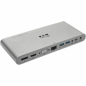 Eaton Tripp Lite Series USB-C Dock, Triple Display - 4K HDMI/DisplayPort, VGA, USB 3.x (5Gbps), USB-A/C Hub Ports, GbE, 100W PD Charging - Thunderbolt 3, Silver — U442-DOCK4-S