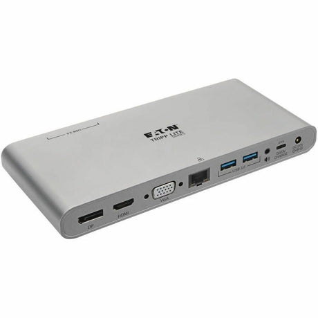 Eaton Tripp Lite Series USB-C Dock, Triple Display - 4K HDMI/DisplayPort, VGA, USB 3.x (5Gbps), USB-A/C Hub Ports, GbE, 100W PD Charging - Thunderbolt 3, Silver — U442-DOCK4-S