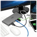 Eaton Tripp Lite Series USB-C Dock, Triple Display - 4K HDMI/DisplayPort, VGA, USB 3.x (5Gbps), USB-A/C Hub Ports, GbE, 100W PD Charging - Thunderbolt 3, Silver — U442-DOCK4-S