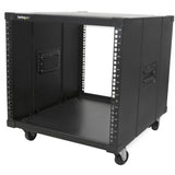 StarTech.com 4-Post 9U Mobile Open Frame Server Rack, 19" Network Rolling Rack for Narrow Spaces, Small Data Rack with Casters, TAA — RK960CP