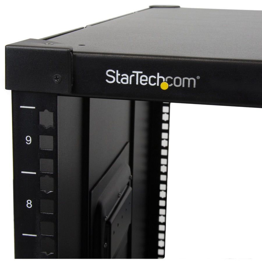 StarTech.com 4-Post 9U Mobile Open Frame Server Rack, 19" Network Rolling Rack for Narrow Spaces, Small Data Rack with Casters, TAA — RK960CP
