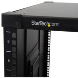StarTech.com 4-Post 9U Mobile Open Frame Server Rack, 19" Network Rolling Rack for Narrow Spaces, Small Data Rack with Casters, TAA — RK960CP