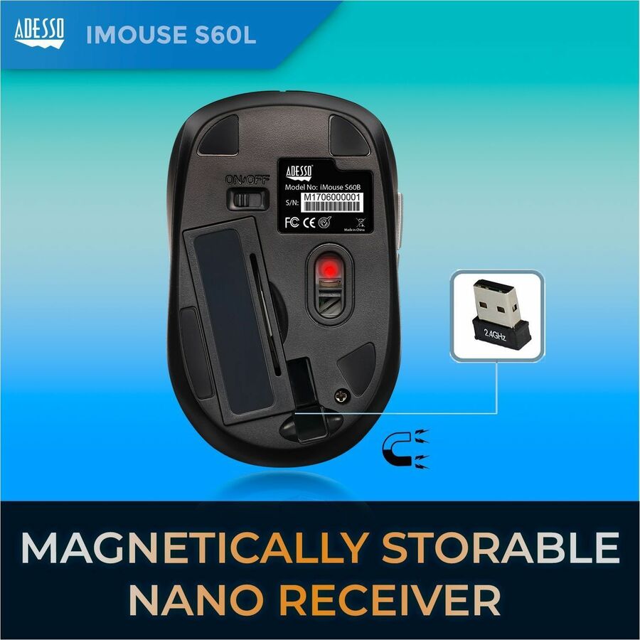 Adesso iMouse S60L - 2.4 GHz Wireless Programmable Nano Mouse — iMouse S60L