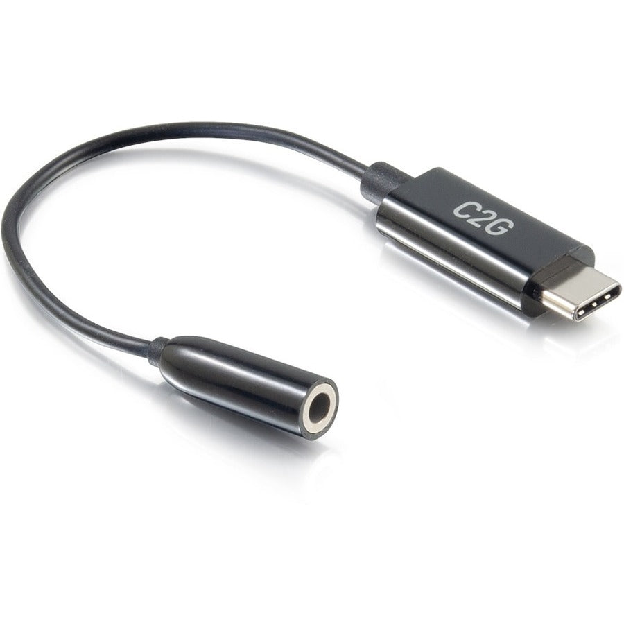 C2G USB-C to AUX Adapter Converter - 3.5mm, Supports High Resolution Audio, Black — 54426