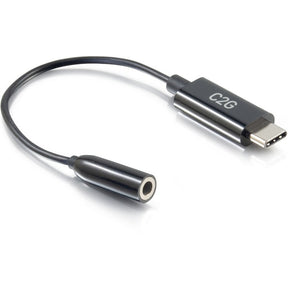 C2G USB-C to AUX Adapter Converter - 3.5mm, Supports High Resolution Audio, Black — 54426
