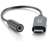 C2G USB-C to AUX Adapter Converter - 3.5mm, Supports High Resolution Audio, Black — 54426