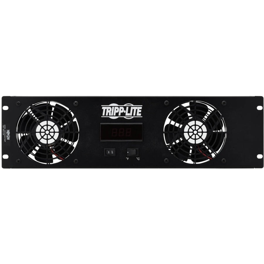 Eaton Tripp Lite Series 3U Digital Temperature Sensor with 2 12VDC Extra-Quiet Fans, Blanking Panel, LCD — SRFAN3UDCTEMP