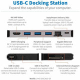 Eaton Tripp Lite Series USB-C Dock - 4K HDMI, USB 3.x (5Gbps), USB-A/C Hub Ports, GbE, Memory Card, 100W PD Charging, Detachable Cord — U442-DOCK5D-GY